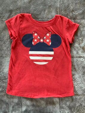 Disney Girls Red USA Minnie Mouse Graphic T-Shirt (1191)
